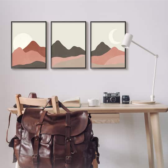 Stupell Industries Sun and Crescent Moon Desert Canyon Mountain Landscape Framed Wall Art